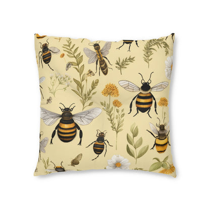 Whimsical Bees & Honeycombs Nature-Friendly Pattern Design Tufted Floor Pillow, Square