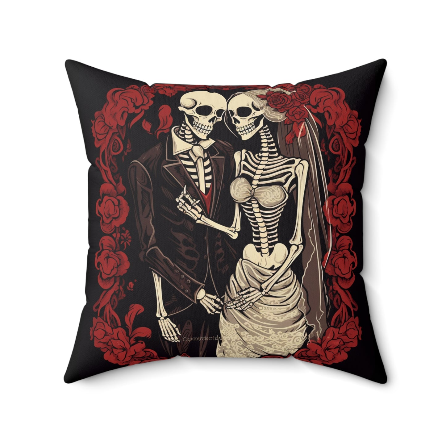 Halloween Wedding Bride & Groom Love - Holiday Festive - Spun Polyester Square Pillow