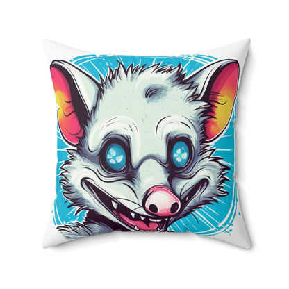 Delightful Opossum Summer Animation Spun Polyester Square Pillow