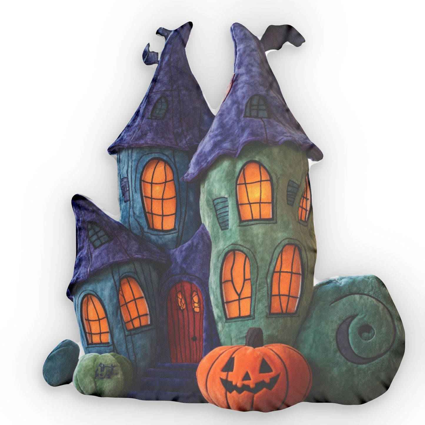 Pumpkin Haunted House Plush Shaped Pillow