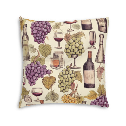 Wine Lovers Theme: Varieties of Wine, Grapes & Vineyards Design Tufted Floor Pillow, Square