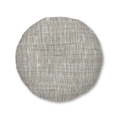 Silver Grey: Denim-Inspired, Contemporary Fabric Design - Tufted Floor Pillow, Round