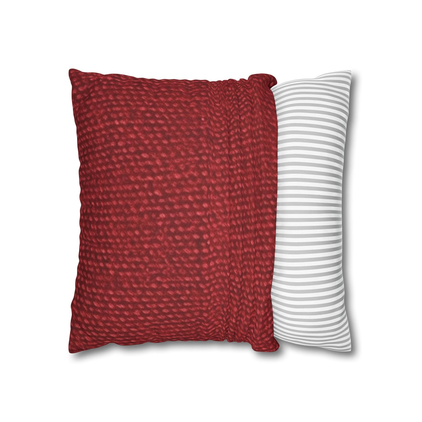 Bold Ruby Red: Denim-Inspired, Passionate Fabric Style - Spun Polyester Square Pillow Case