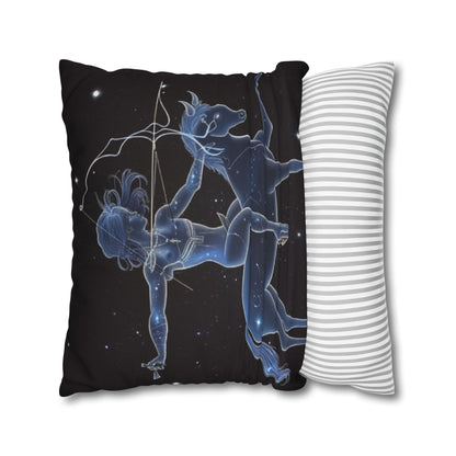 Sagittarius Zodiac in Starlit Universe - Fluorescent Colors - Spun Polyester Square Pillow Case