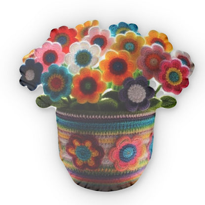 Flower Pot Crochet, Plush Gift, Shaped Pillow