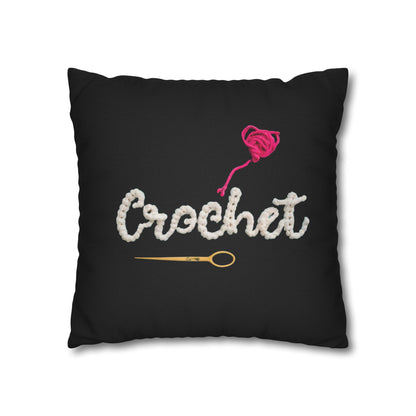 Crochet Love Gift - Heartfelt Fabric Fashion Collector Style - Spun Polyester Square Pillow Case