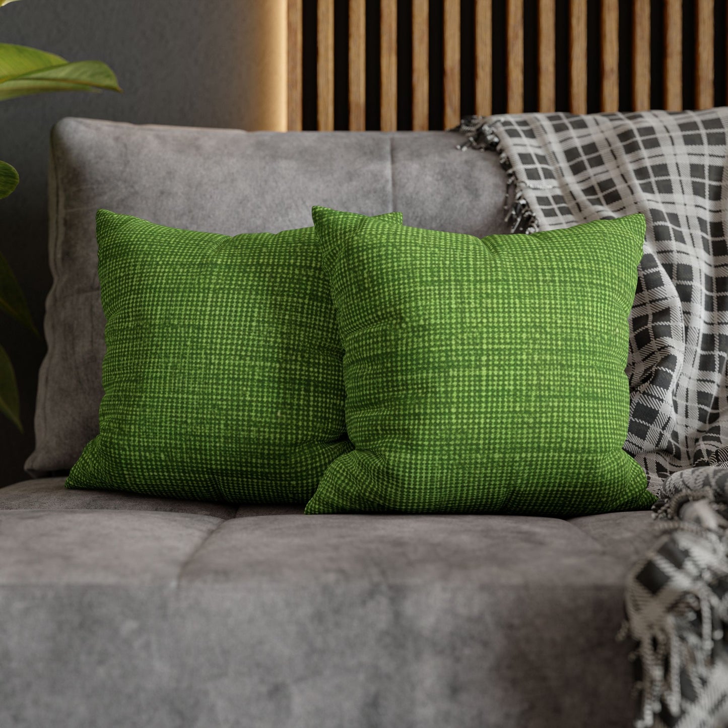 Olive Green Denim-Style: Seamless, Textured Fabric - Spun Polyester Square Pillow Case