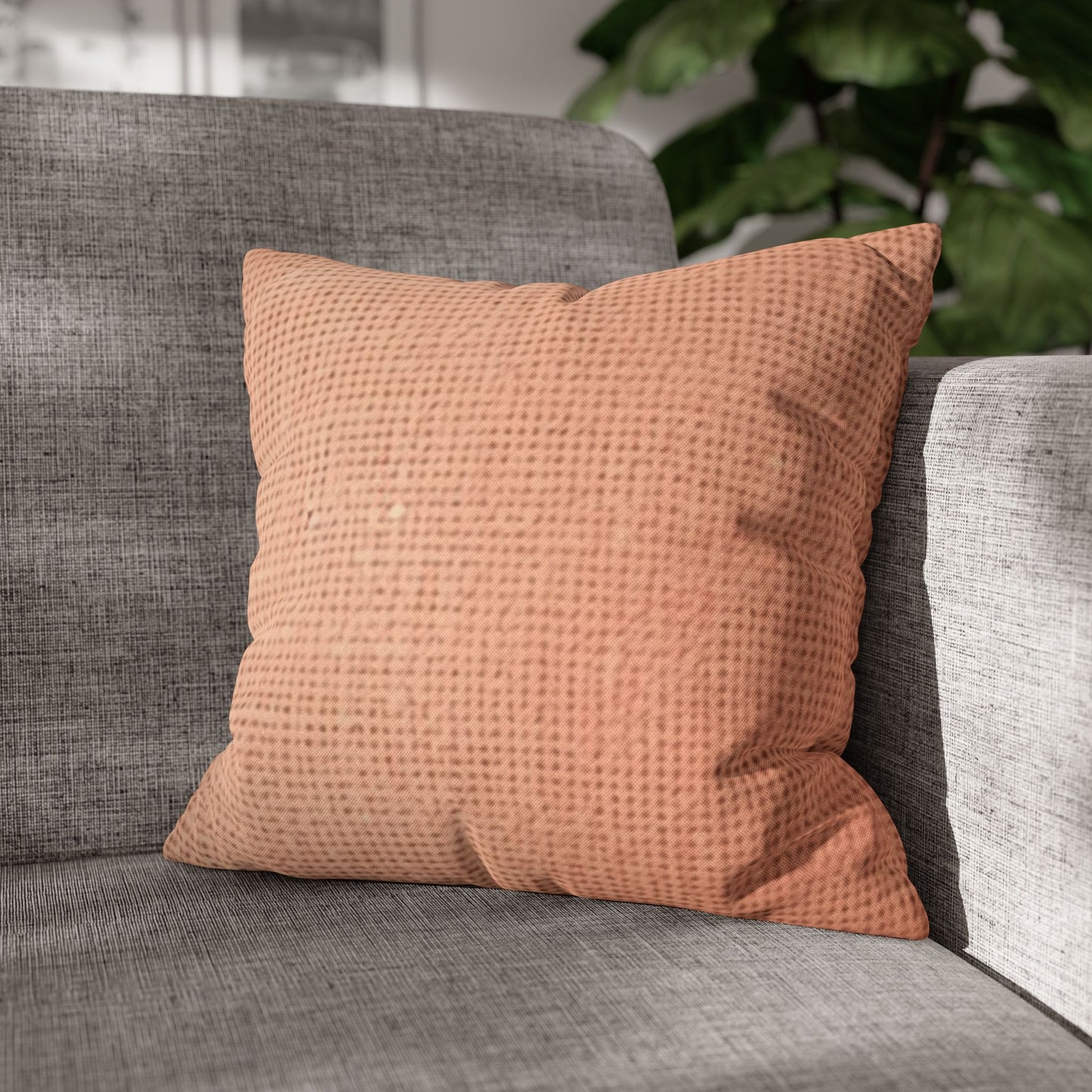 Soft Pink-Orange Peach: Denim-Inspired, Lush Fabric - Spun Polyester Square Pillow Case