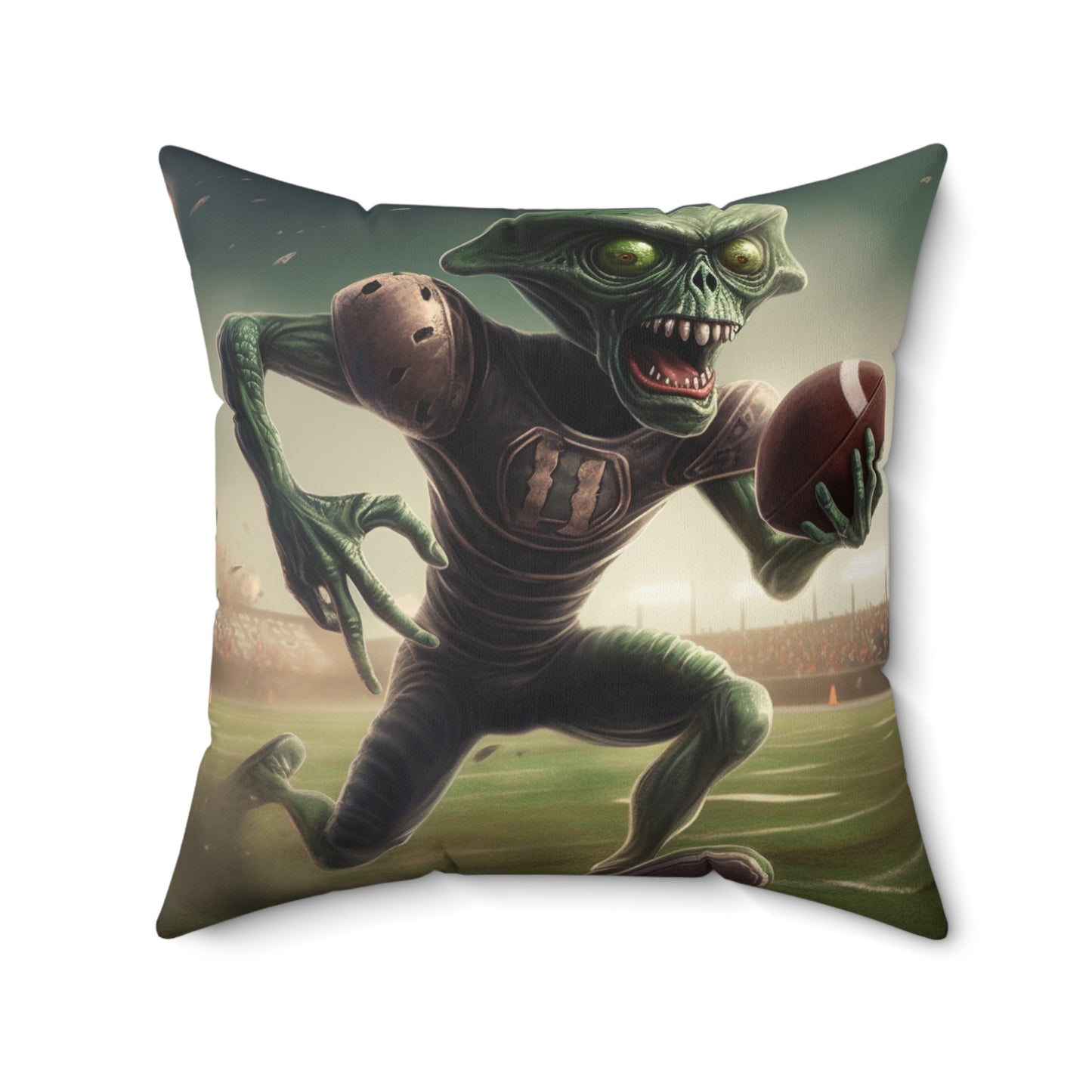 Alien Football Space Sport Game Stadium Athlete Galaxy Player - Spun Polyester Square Pillow