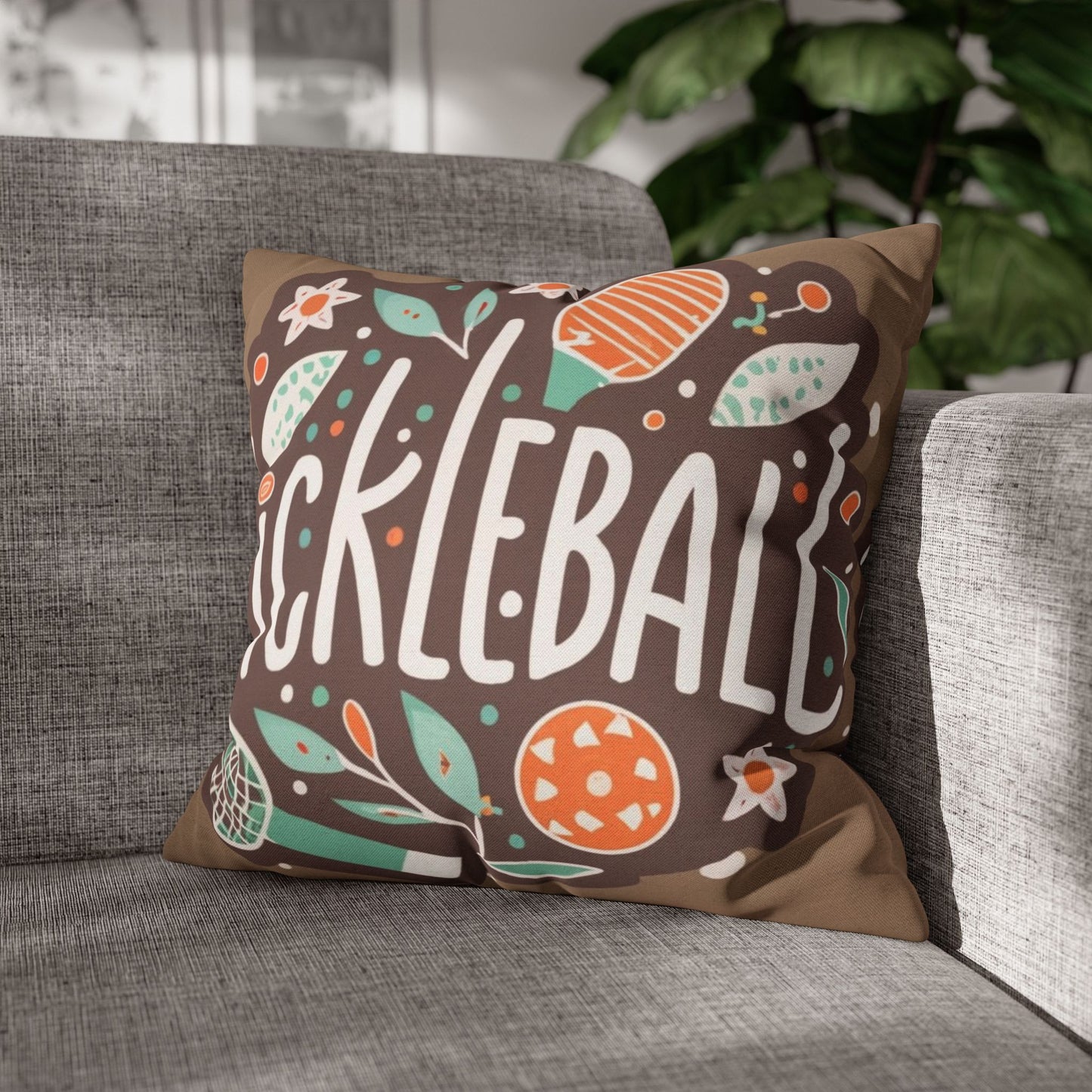 Pickleball Boho Graphic - Sport Gift - Spun Polyester Square Pillow Case