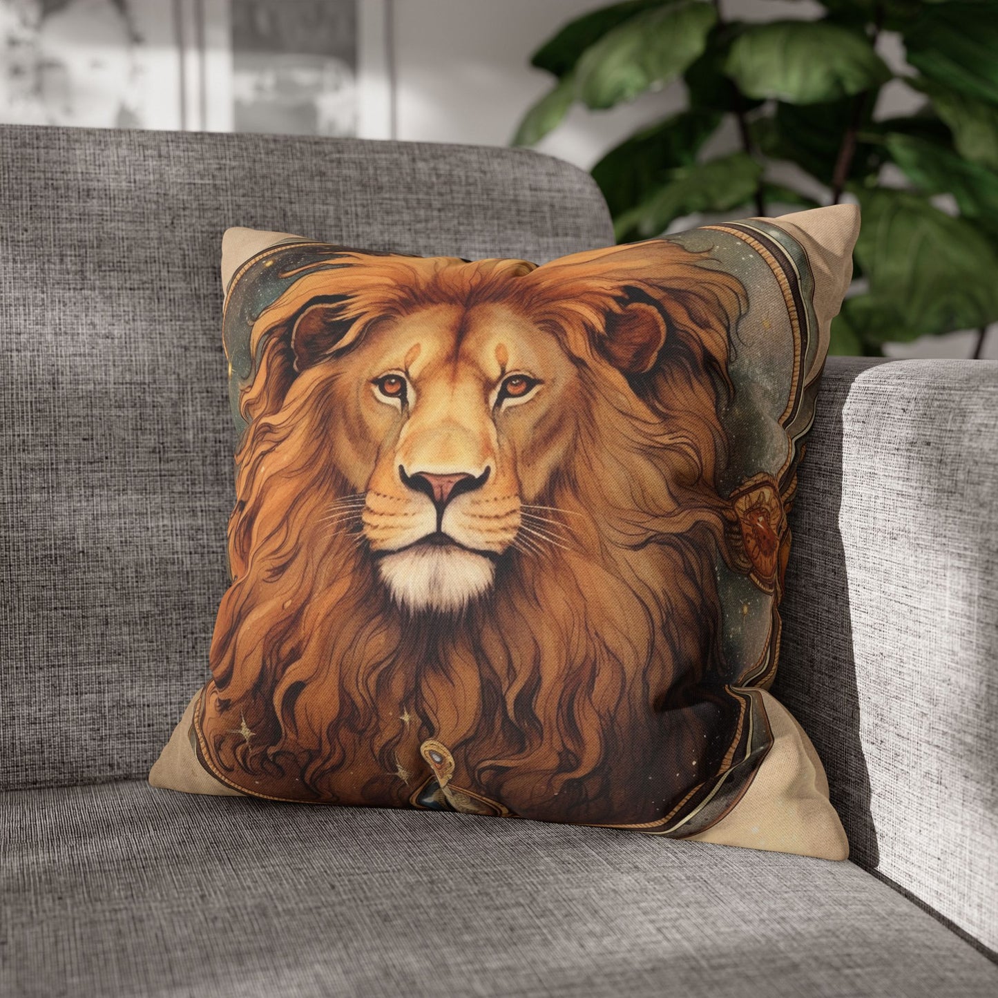 Astrological Leo Sign Vibrant Celestial Cosmic Zodiac - Spun Polyester Square Pillow Case