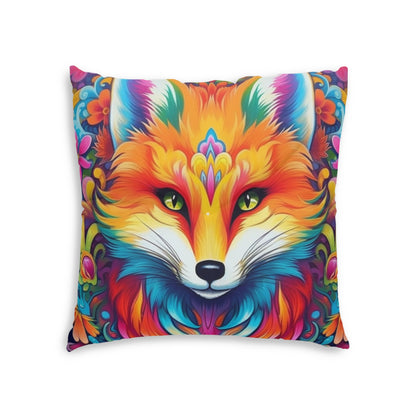 Vibrant & Colorful Fox Design - Unique and Eye-Catching - Tufted Floor Pillow, Square