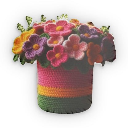 Crochet Flower Pot, Plush Shaped Pillow