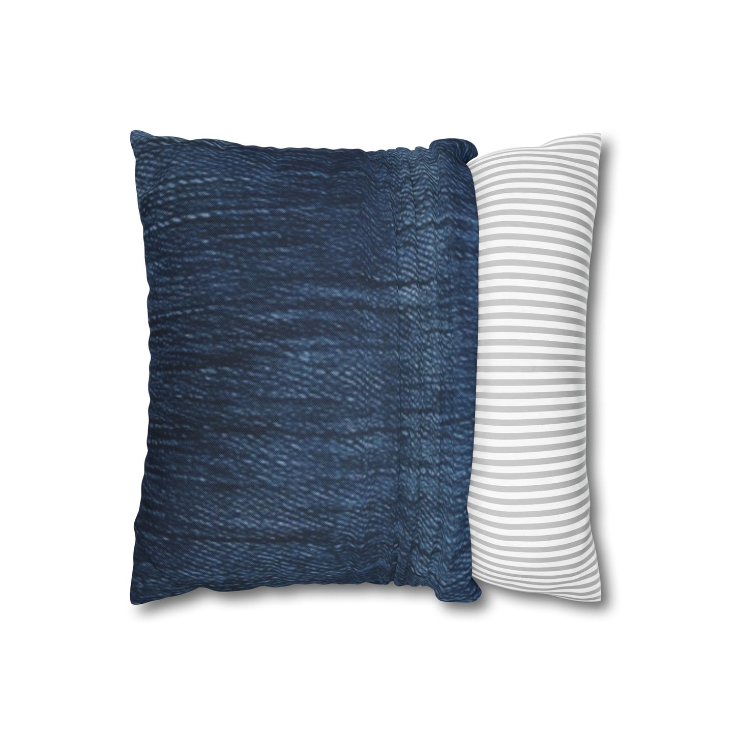 Indigo Splash: Washed Denim Reverie in Deep Blue - Spun Polyester Square Pillow Case