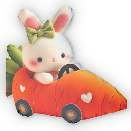 Kawaii Bunny Carrot Car, Plush Kid Gift, Shaped Pillow