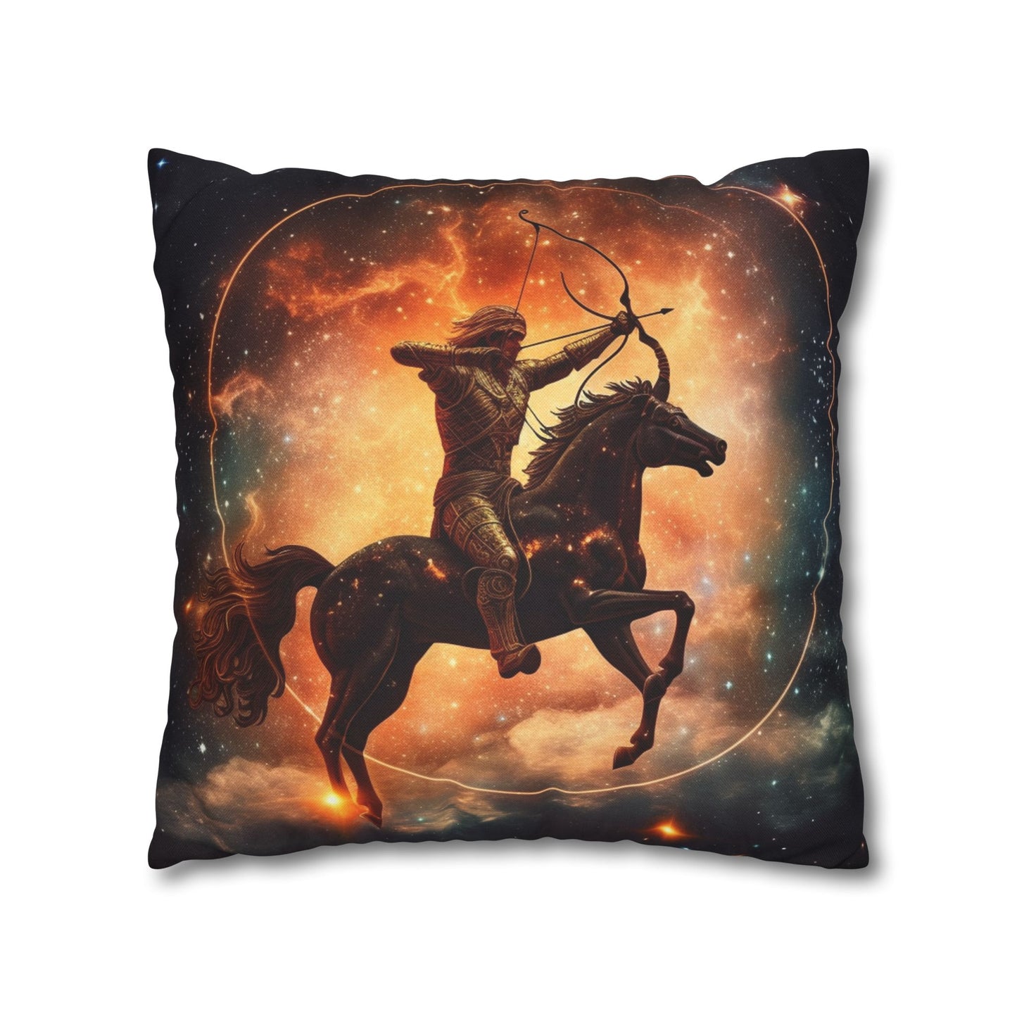 Sagittarius Constellation Totem - Archer in Action Zodiac Symbol - Spun Polyester Square Pillow Case