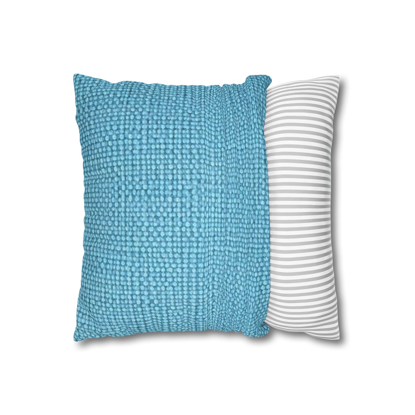 Bright Aqua Teal: Denim-Inspired Refreshing Blue Summer Fabric - Spun Polyester Square Pillow Case