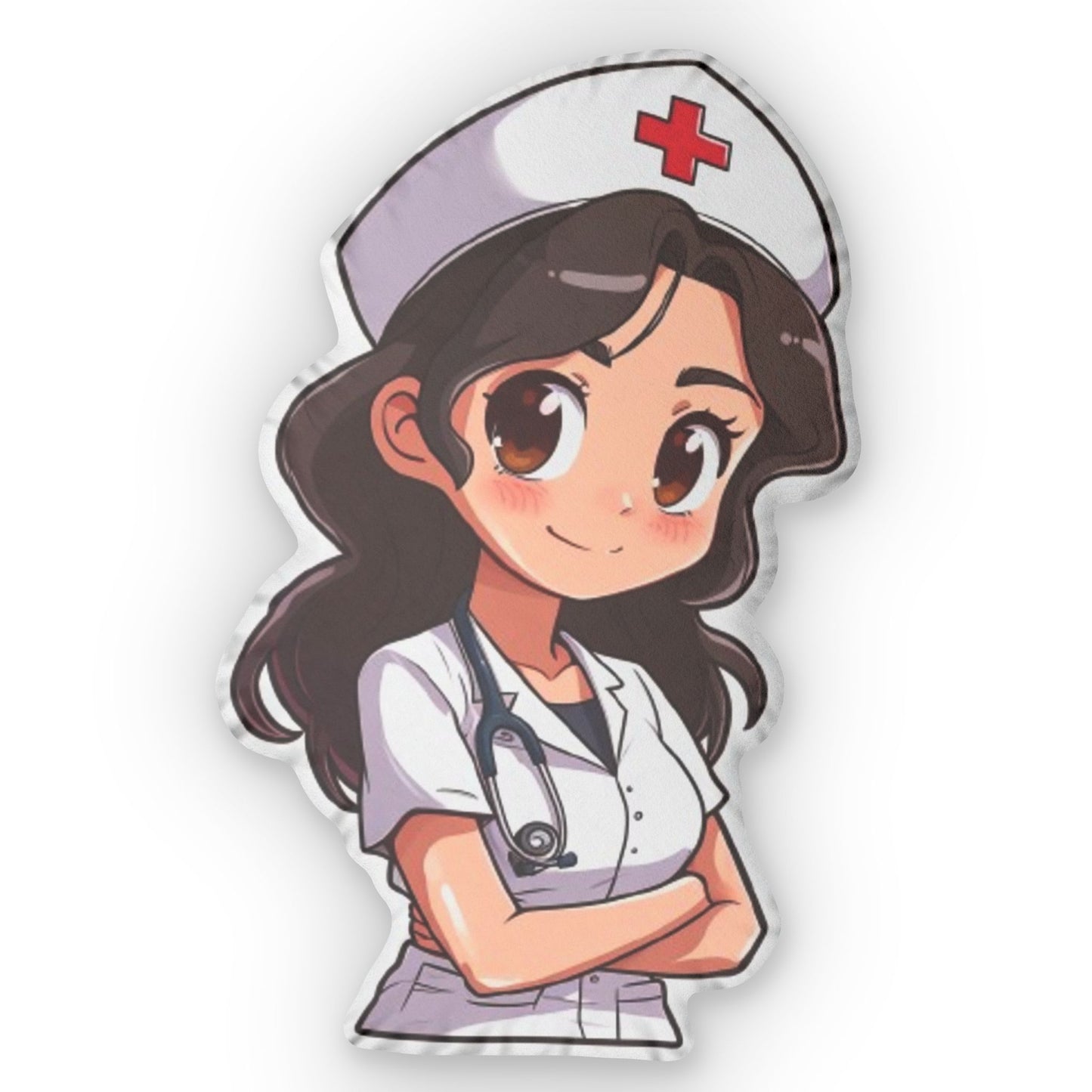 Chibi Nurse, Adorable Healthcare Gift, Anime Nurse Illustration, Caring Medical Character, Nurse Art, Compassionate Caregiver, Shaped Pillow