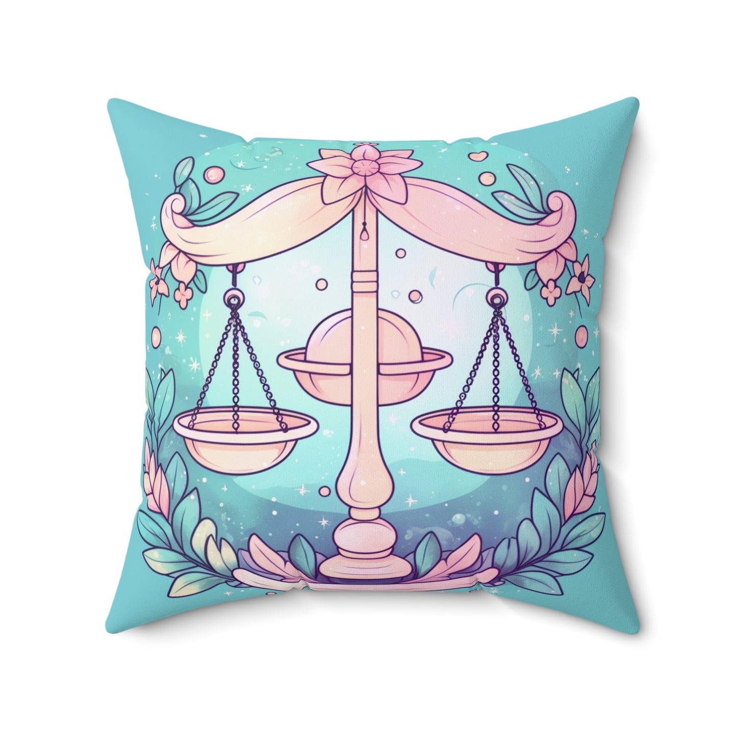 Libra Astrology - Soft Lighting & Pastel Zodiac Sign Symbol - Spun Polyester Square Pillow