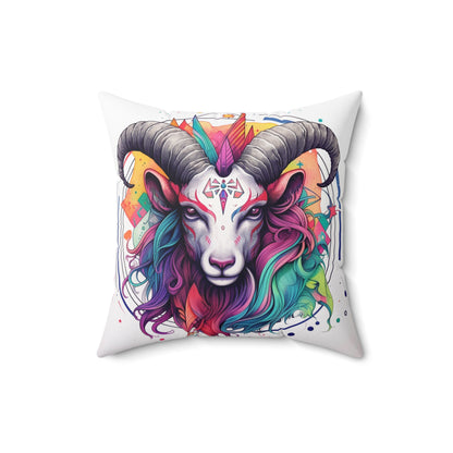 Chill Capricorn Style - Fine Line Multicolor Astrology Design - Spun Polyester Square Pillow