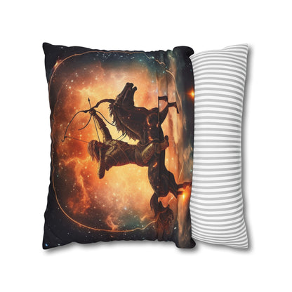 Sagittarius Constellation Totem - Archer in Action Zodiac Symbol - Spun Polyester Square Pillow Case