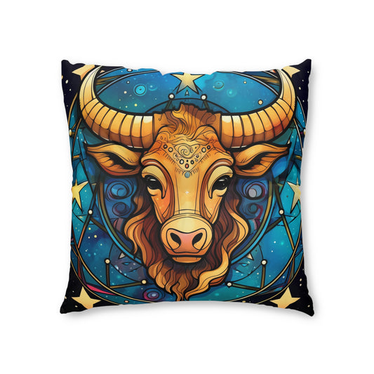 Taurus Constellation Zodiac Sign Astrology Cosmic Art - Tufted Floor Pillow, Square