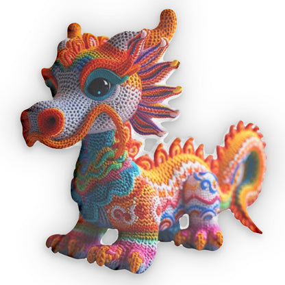 Oriental Chinese Dragon Shaped Pillow, Crochet Plush Gift