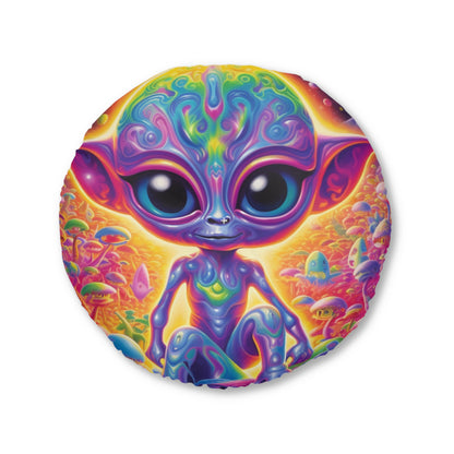 Colorful Extraterrestrial Design - Vibrant, Unique & Eye-Catching - Tufted Floor Pillow, Round