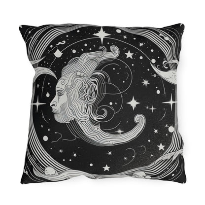 Aquarius Zodiac UV-Resistant Outdoor Pillow, Water-Resistant, Spun Polyester