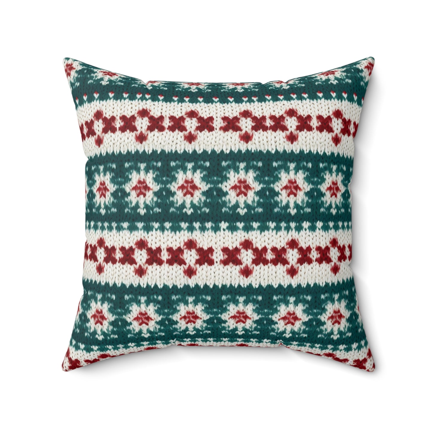 Christmas Knit Crochet Holiday, Festive Yuletide Pattern, Winter Season - Spun Polyester Square Pillow