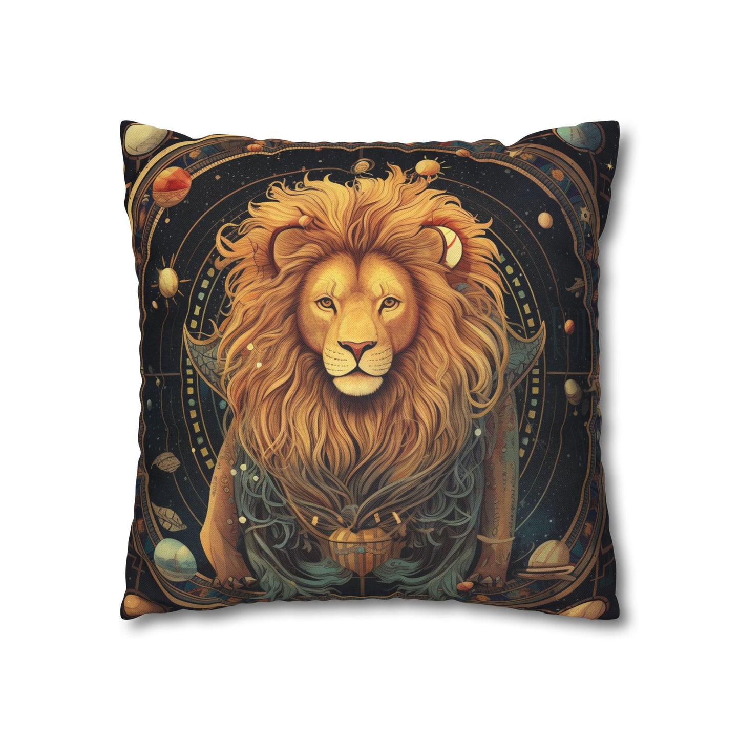 Astrological Leo Sign - Vibrant Cosmic Zodiac Astrology - Spun Polyester Square Pillow Case