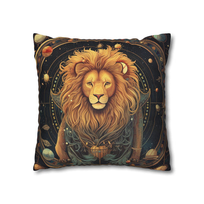 Astrological Leo Sign - Vibrant Cosmic Zodiac Astrology - Spun Polyester Square Pillow Case