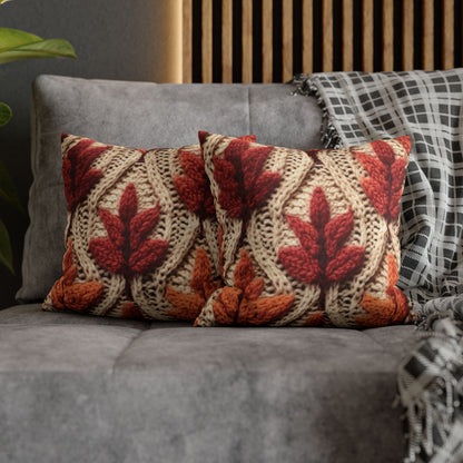 Crochet Fall Leaves: Harvest Rustic Design - Golden Browns -Woodland Maple Magic - Spun Polyester Square Pillow Case