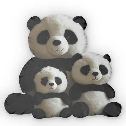 Panda Bear Trio, Three China Bears, Plush Shaped Pillow