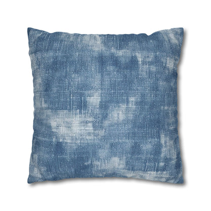 Faded Blue Washed-Out: Denim-Inspired, Style Fabric - Spun Polyester Square Pillow Case