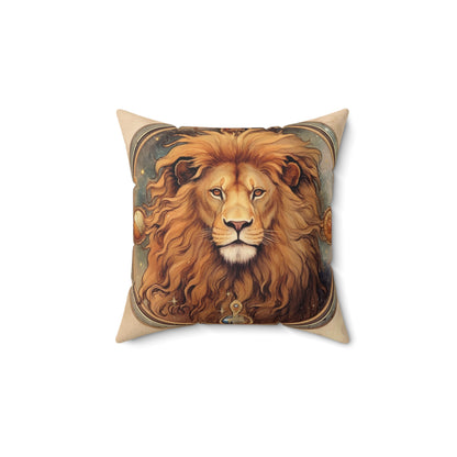 Astrological Leo Sign Vibrant Celestial Cosmic Zodiac -Spun Polyester Square Pillow