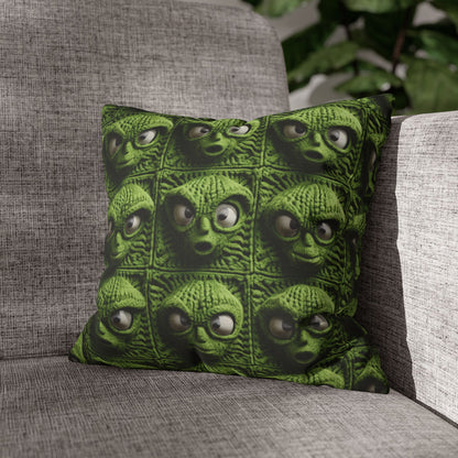 Alien Granny Square Crochet - Galacitc Space Sci fi Fantasy Theme - Spun Polyester Square Pillow Case