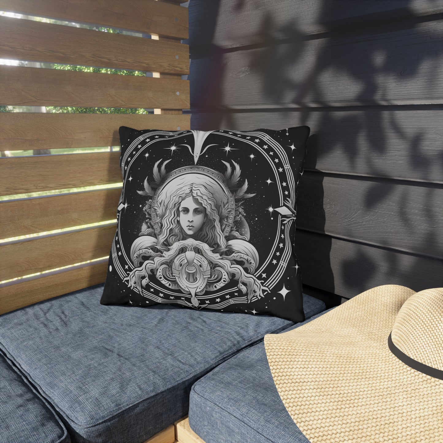 Virgo Zodiac UV-Resistant Outdoor Pillow, Water-Resistant, Spun Polyester