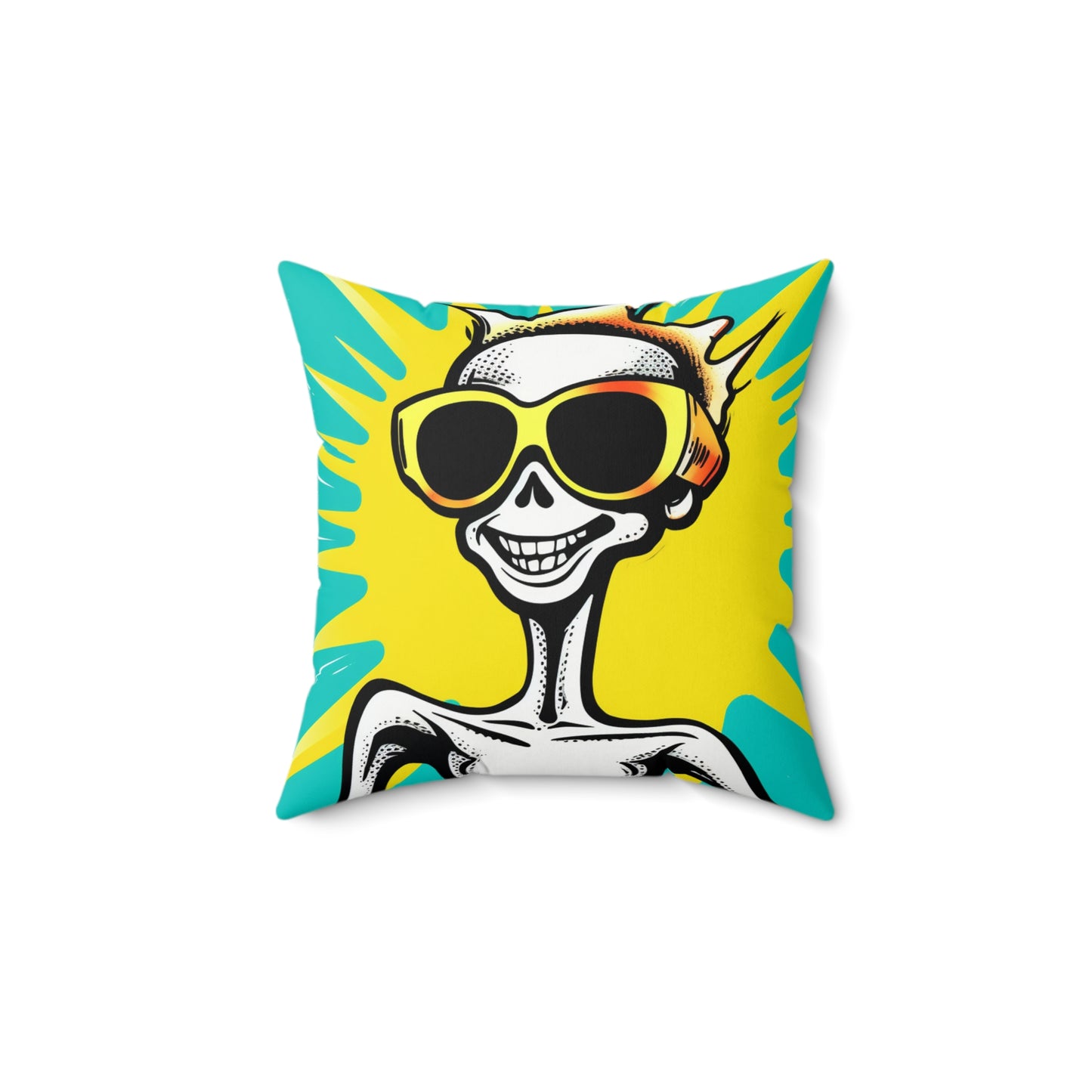 Stylish Summer Alien Anime Cartoon Spun Polyester Square Pillow