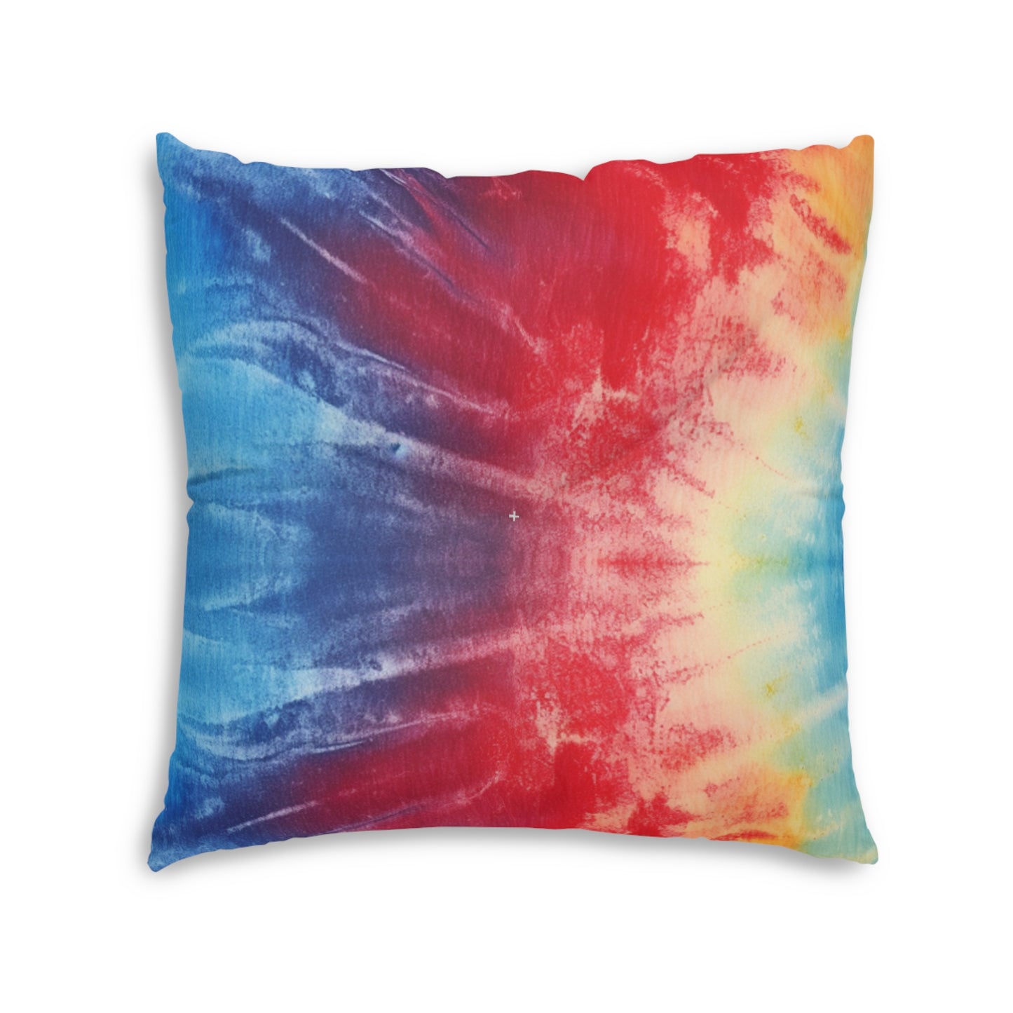 Rainbow Tie-Dye Denim: Vibrant Multi-Color, Fabric Design Spectacle - Tufted Floor Pillow, Square