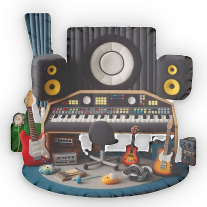 Bedroom Music Studio, Home Kit plush, Gift for Musician Artist, Cushion Shaped Pillow