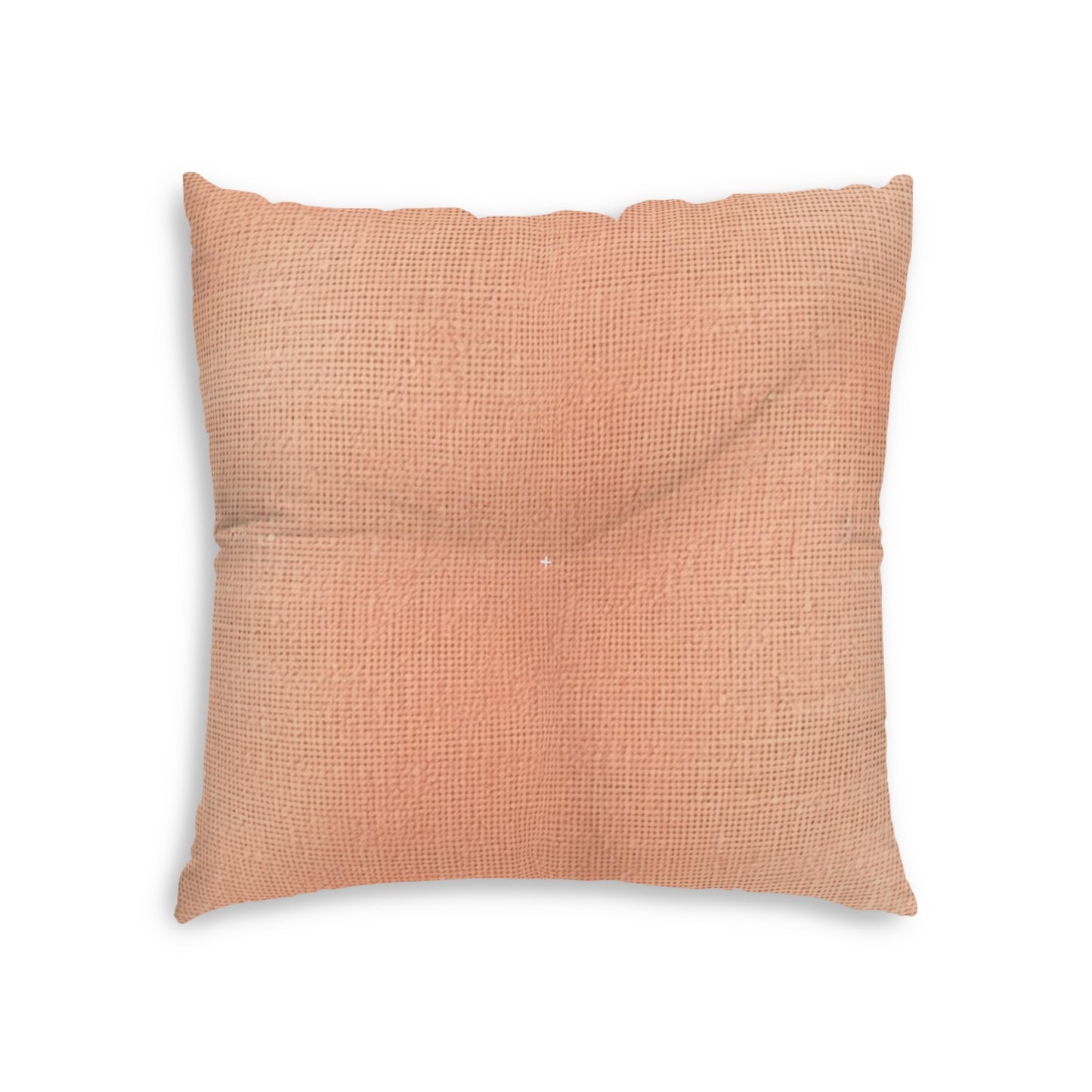 Soft Pink-Orange Peach: Denim-Inspired, Lush Fabric - Tufted Floor Pillow, Square