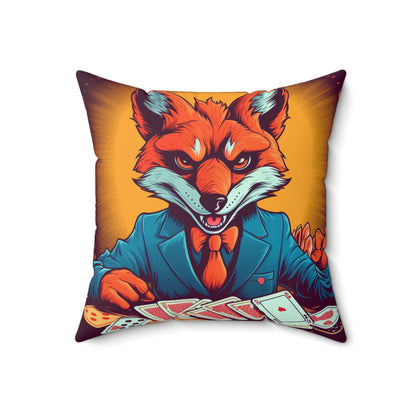 Fox Poker Animal Star Player Game Graphic Spun Polyester Square Pillow