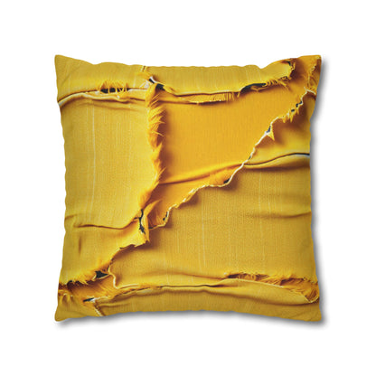 Banana Yellow Lemon: Bold Distressed, Denim-Inspired Fabric - Spun Polyester Square Pillow Case