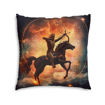 Sagittarius Constellation Totem - Archer in Action Zodiac Symbol - Tufted Floor Pillow, Square