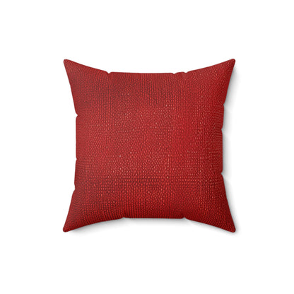 Juicy Red Berry Blast: Denim Fabric Inspired Design - Spun Polyester Square Pillow