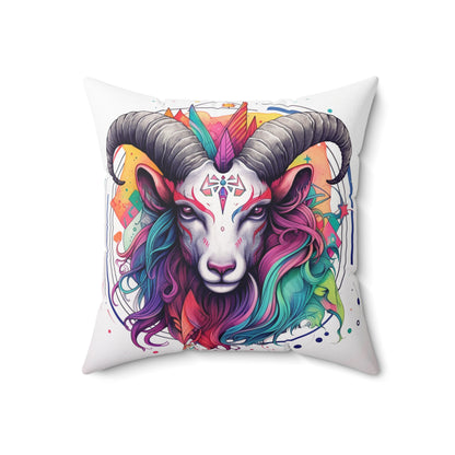 Chill Capricorn Style - Fine Line Multicolor Astrology Design - Spun Polyester Square Pillow