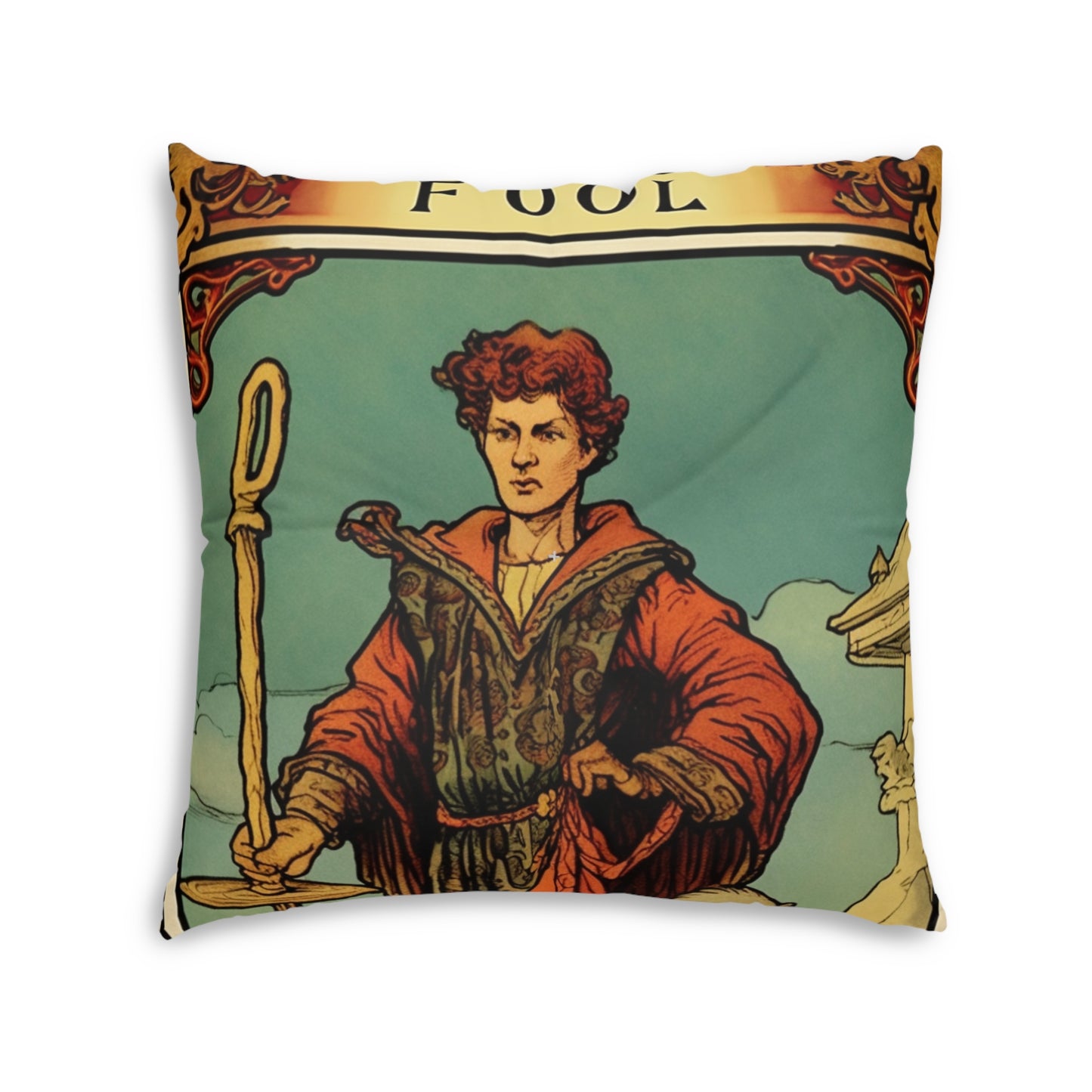 Mystical Tarot - Artistic Depiction of The Fool Card - Tufted Floor Pillow, Square