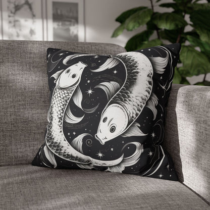 Pisces Zodiac Sign Polyester Square Pillow Case, Double Sided Design