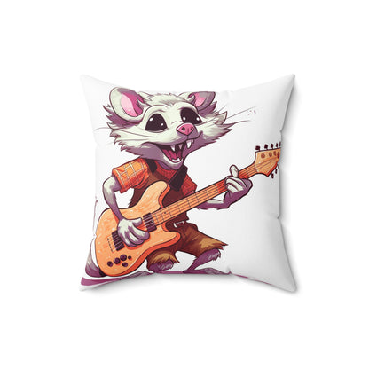 Opossum Musical Guitarist Graphic Spun Polyester Square Pillow